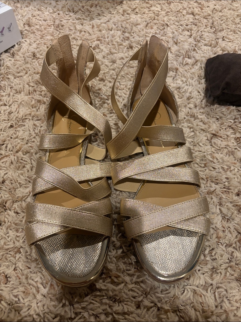 Jessica Simpson Metallic Gold Strappy Gladiator Sandals